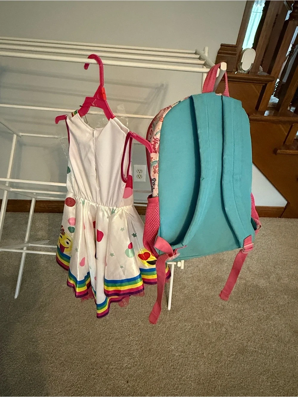 JoJo Siwa Pink Backpack with White Rainbow Dress